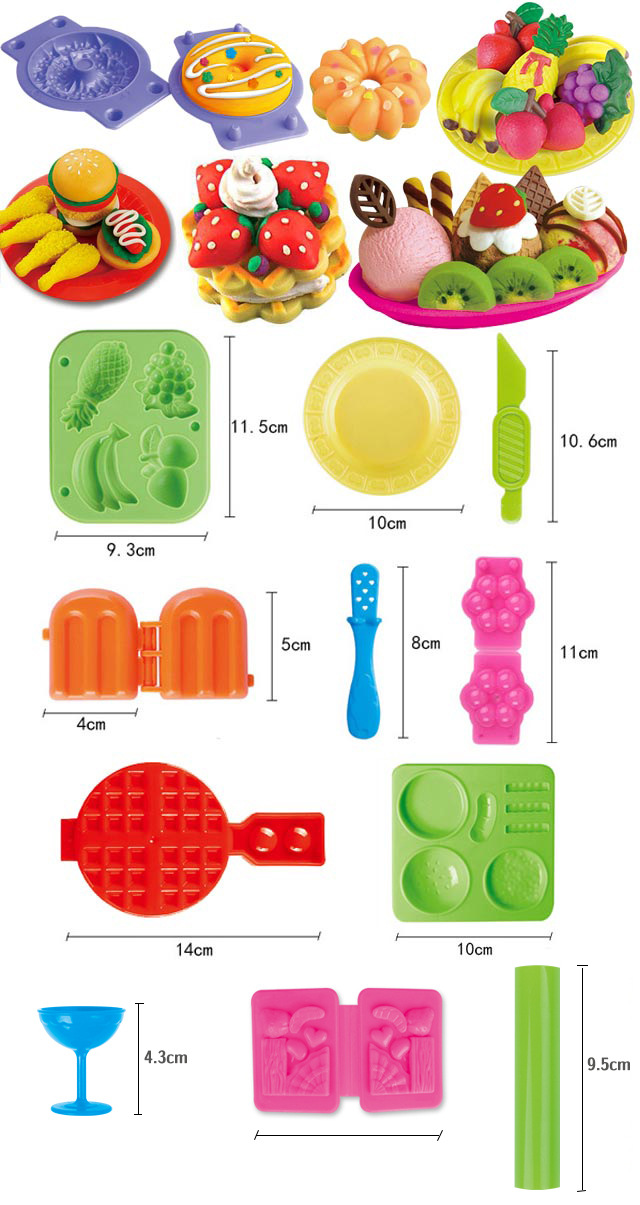 彩泥模具套装工具冰淇淋水果甜甜圈汉堡披萨寿司早餐蛋糕系列