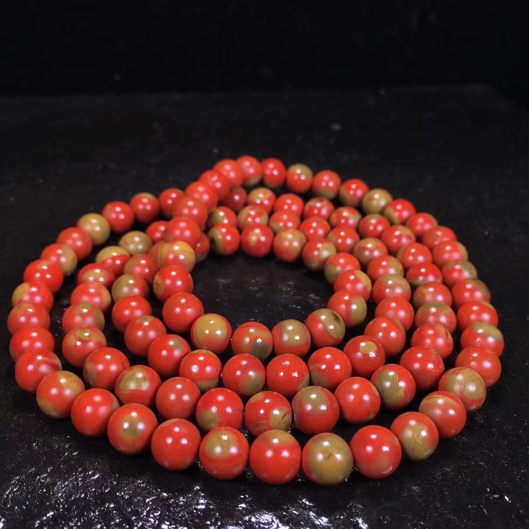 保山南红瓦西料绿皮包浆佛珠无杂无南红裂包浆佛珠厂家批发-阿里巴巴