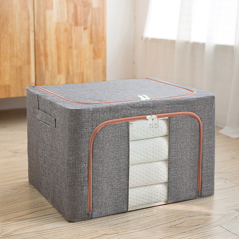 Steel Frame Storage Box Oxford Cloth Clothing Storage Box Quilt Storage Box Foldable Wardrobe Cloth Storage Bag with Lid