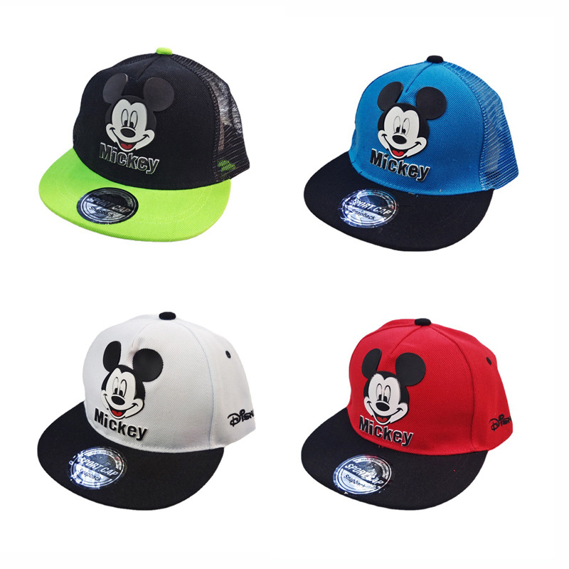 Cross-Border Children's Cartoon Mickey Sticky Baseball Cap Boys and Girls Breathable Net Cap Children Cute Sun Protective Sun Hat