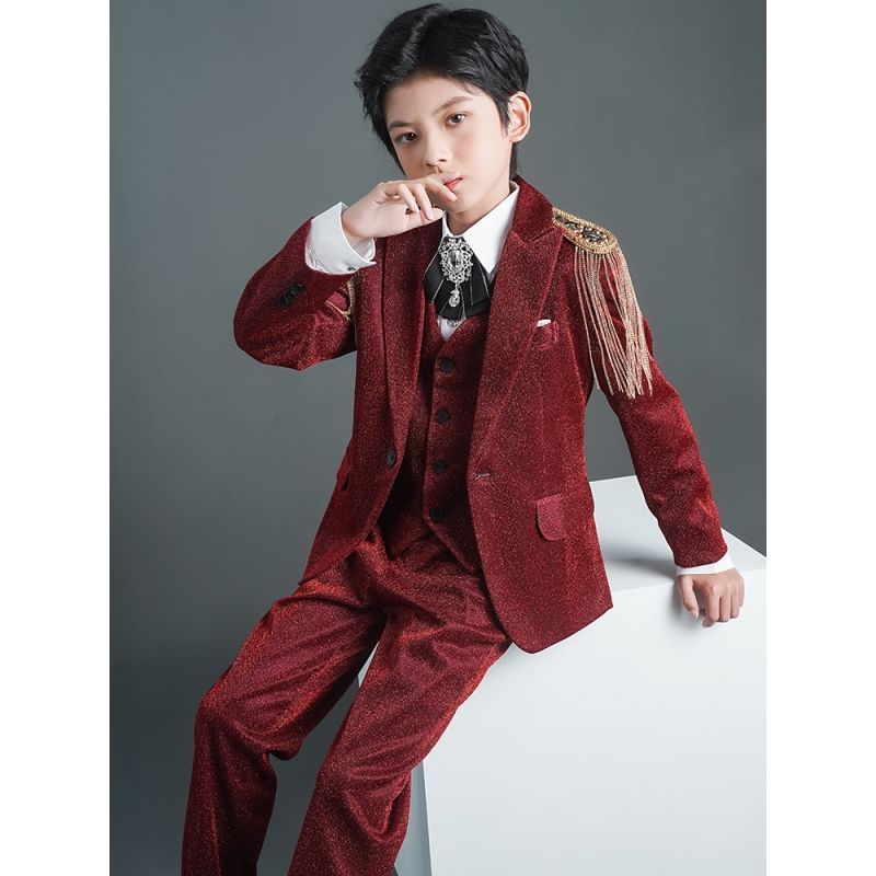 儿童模走秀小西装套装男童帅气演出服主持人钢琴演出英伦风外套