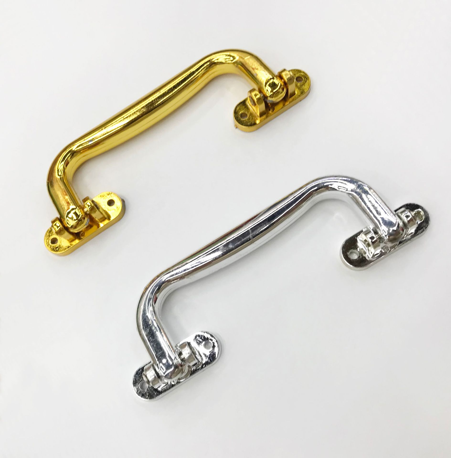 电镀塑料手把真空镀化妆箱拎手收纳盒金色银色提手铝箱手把