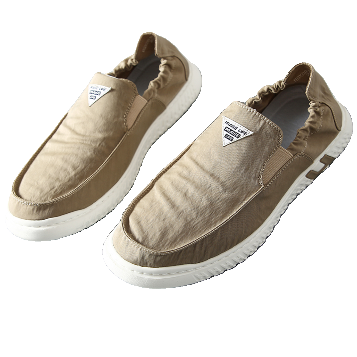 春夏季布鞋男透气发泡软底爸爸懒人一脚蹬帆布鞋子纯色休闲男鞋子