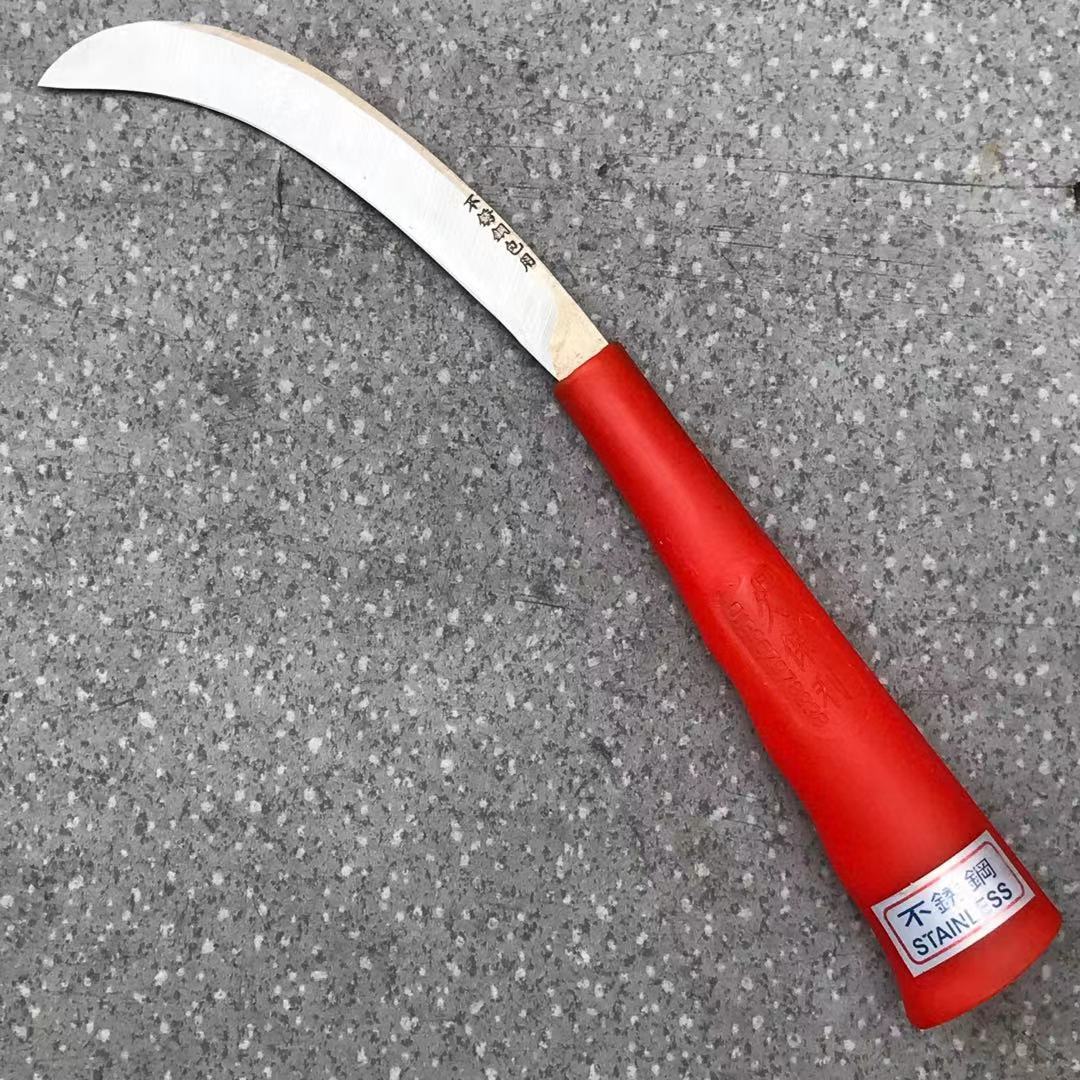 厂家批发久保利塑柄香蕉刀不锈钢小白菜弯刀削菠萝刀割香蕉刀