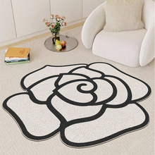 轻奢异形山茶花客厅地毯吸水防滑沙发茶几地垫家用仿羊绒地毯全铺