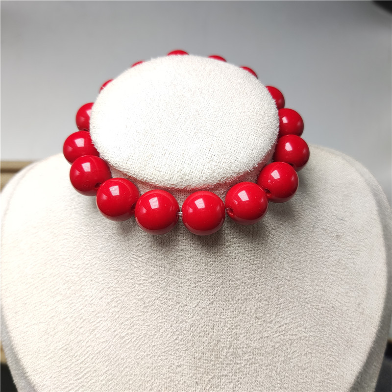 厂家批发朱砂红手串本命年招财转运素珠正红念珠手链男女小礼品