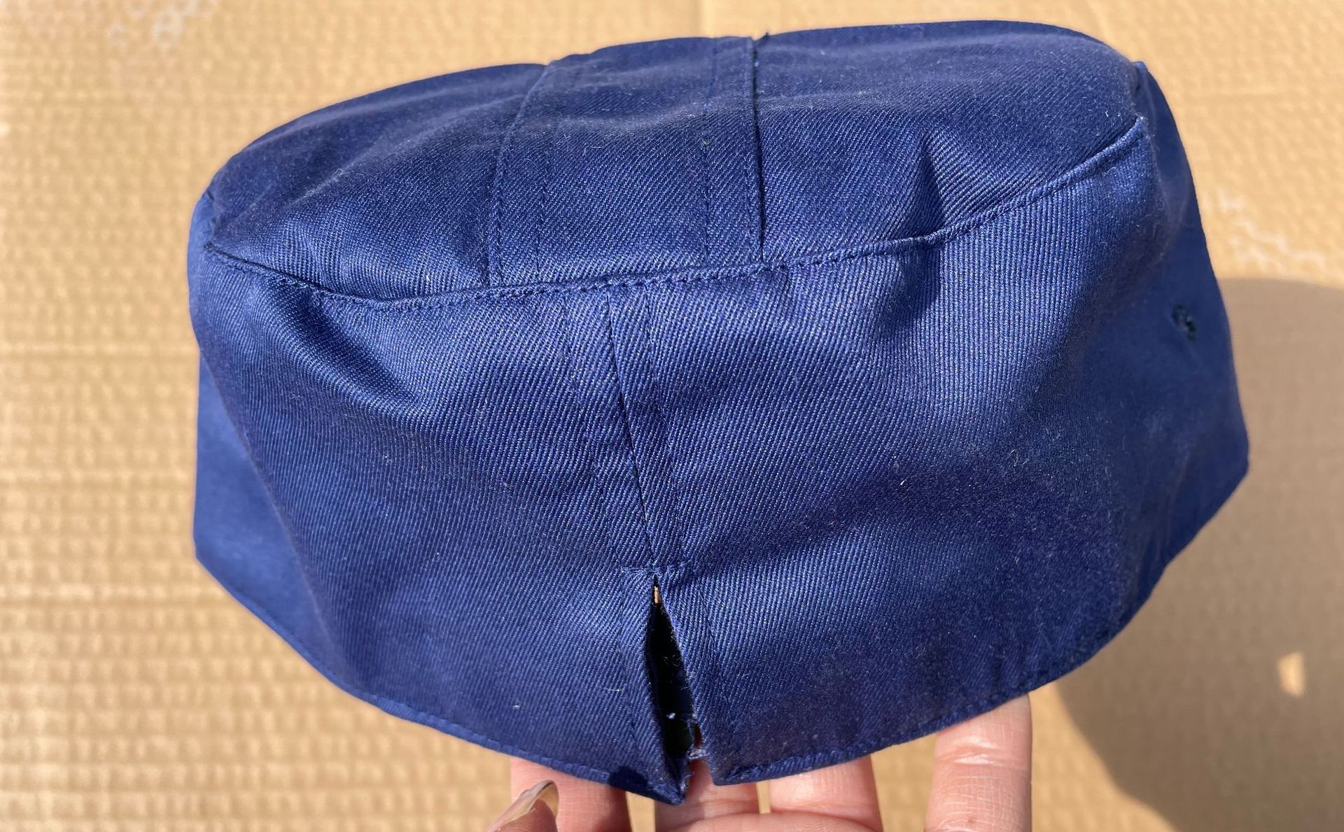 批发87作训帽子 正品老货库存05工作解放帽蓝绿的确良平顶作训帽