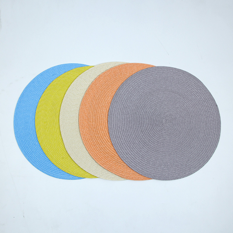 japanese-style round pp woven placemat coaster nordic household waterproof and oil-proof coasters heat proof mat western-style placemat dining table cushion