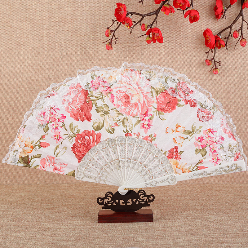 Peony Lace Women's Folding Summer Fan Dance Performance Photography Photo Props Folding Fan