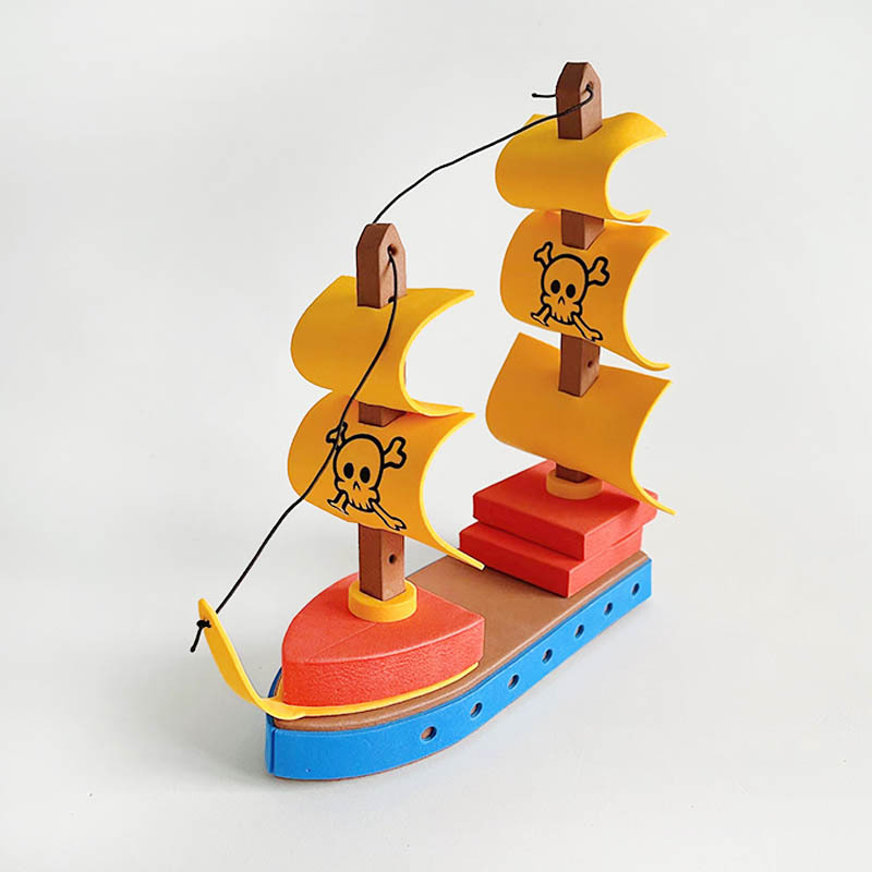早教中心幼儿园手工劳作益智玩具拼图eva拼插玩具diy海盗船