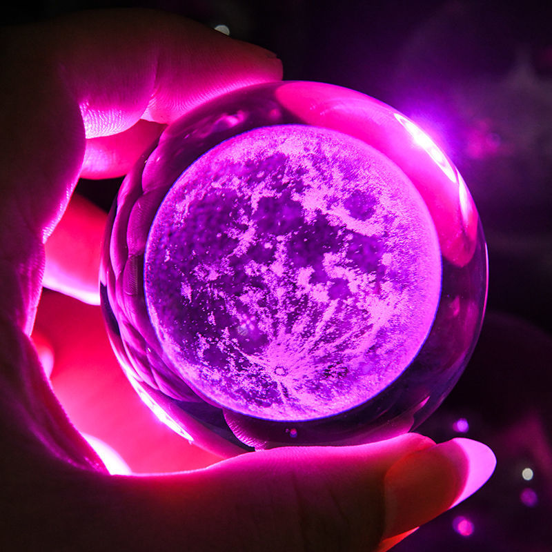 水晶球小夜灯发光夜光桌面卧室摆件学生情侣闺蜜生日礼物送女孩