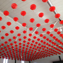 折叠灯笼小红纸灯笼挂饰2022过年新年春节年货室内结婚商场布置