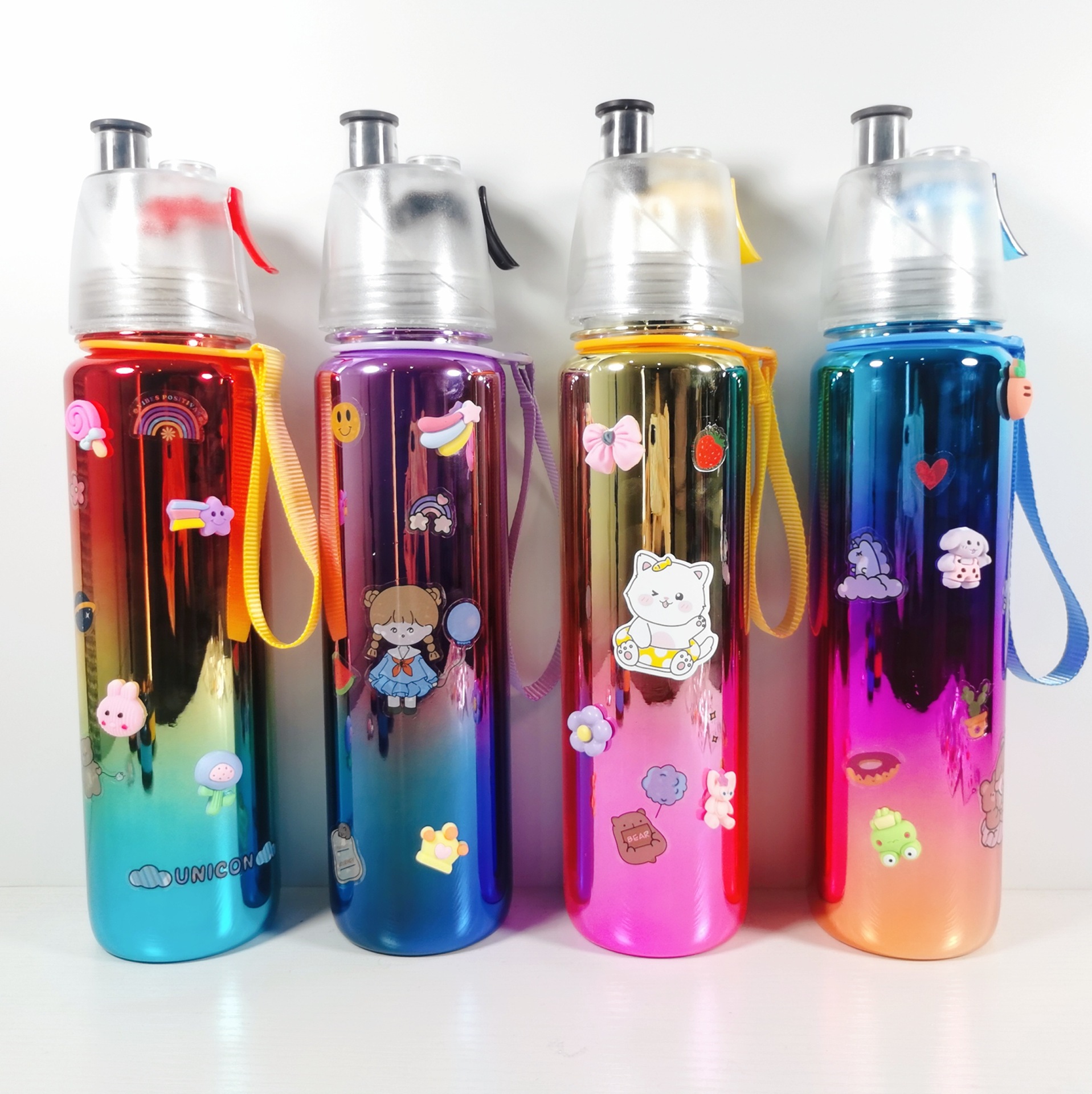 Spot Spray Drinking Water High-End Electroplating Sports Cup 1000ml Good-looking Gradient Electroplating Sports Bottle