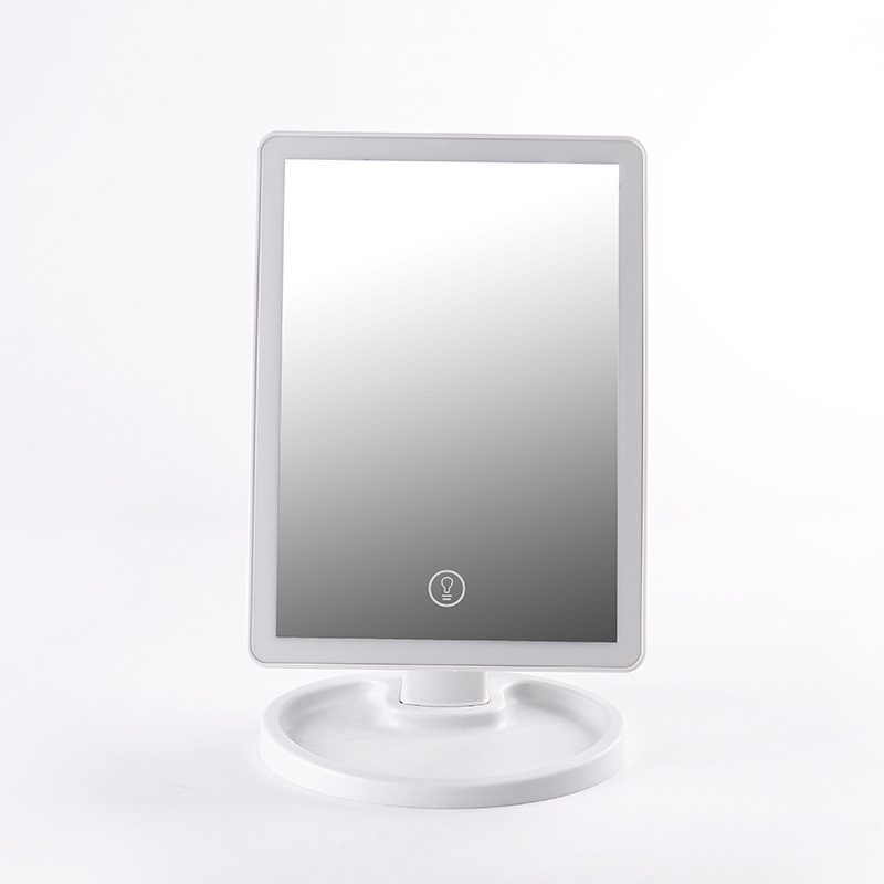 Square Four-Side European-Style Makeup Mirror Led Mirror with Light Touch Induction Luminous Charging Dressing Mirror Table Mirror Wholesale