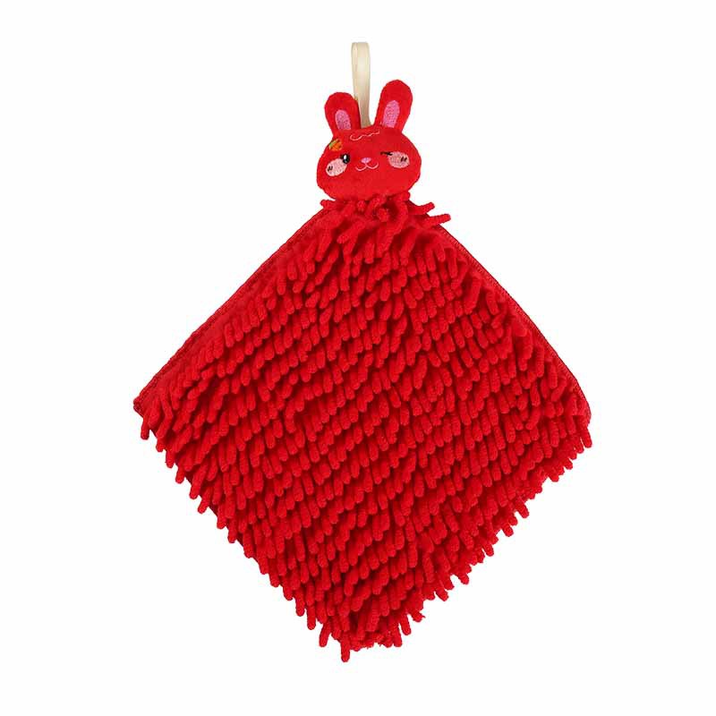 Dragon Year Chenille Household Hand Towel Hanging Wedding Hand Ball Red Cartoon Handkerchief Kitchen Bathroom Towel