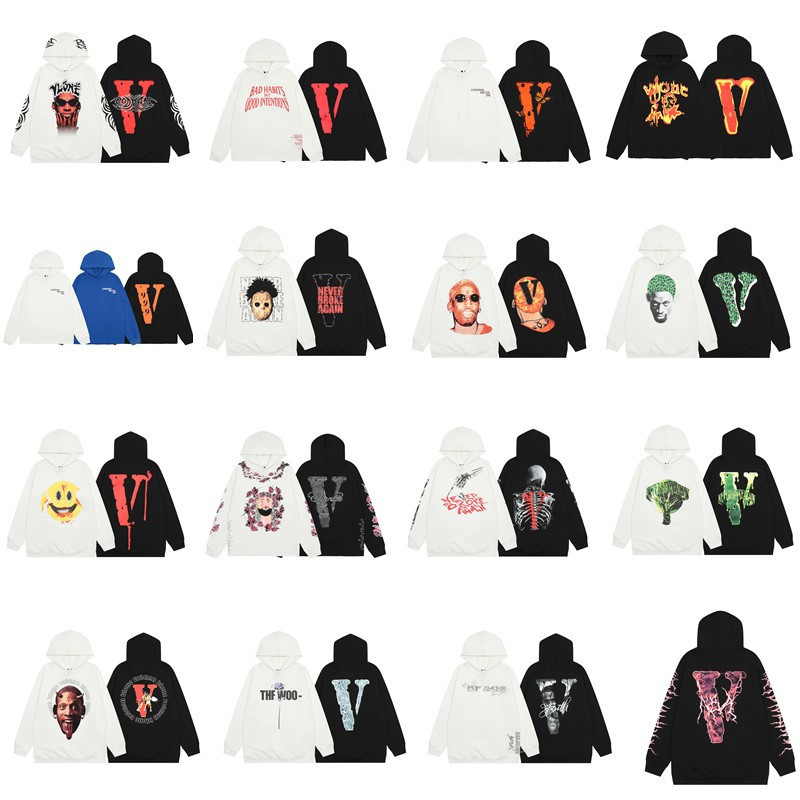 跨境欧美潮牌vlone联名款秋冬季流行印花连帽卫衣男女