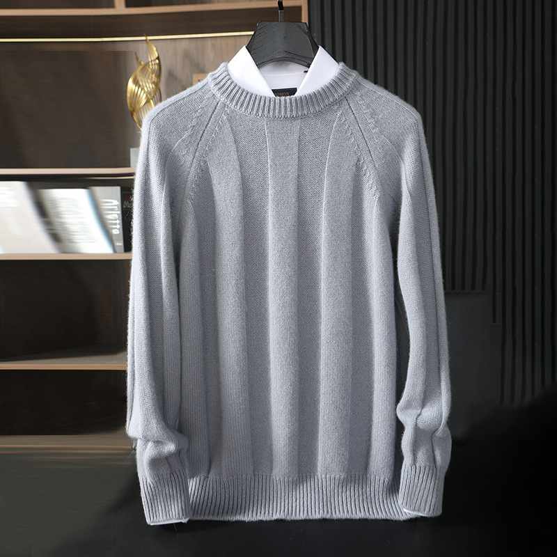 600克重磅加厚羊绒衫男士100纯山羊绒冬季毛衣插肩针织青年毛衫