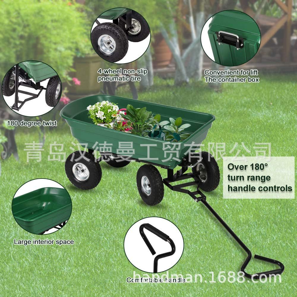 厂家直销Garden Cart Heavy Duty Utility Lawn Yard Dump Cart