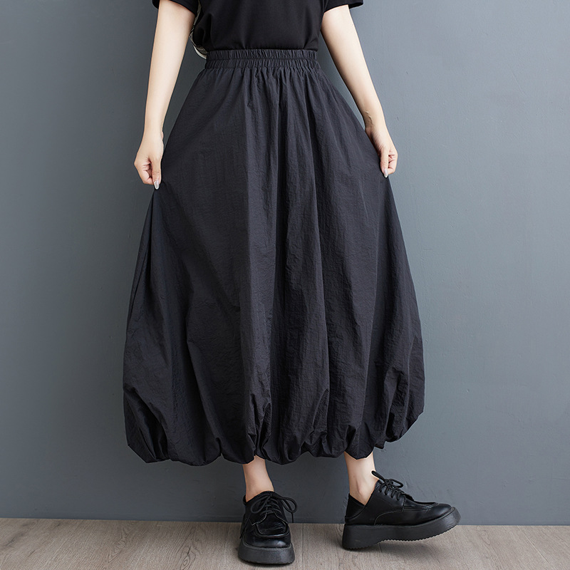 跨境外贸日系乐天ins亚马逊日韩宽松花苞裙灯笼裙蓬蓬a字半身裙