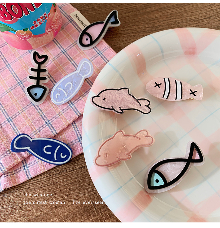 Cartoon Little Fish Barrettes Girl Heart Childlike Acrylic Bang Clip Cute Hair Clip for Broken Hair Barrettes Son Side Clip Hairware