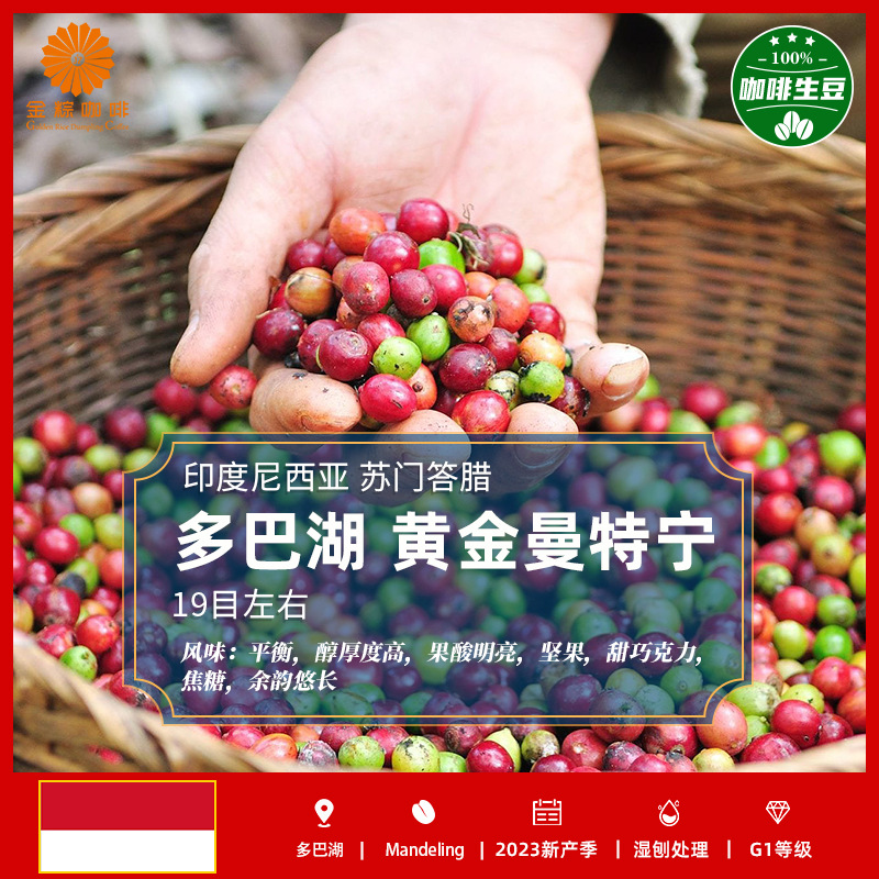 包邮印尼原装进口多巴湖黄金曼特宁19目精品咖啡生豆2023新产季
