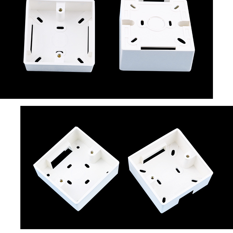 pvc明装接线底盒 家装电工开关插座线槽阻燃塑料加厚86明线盒