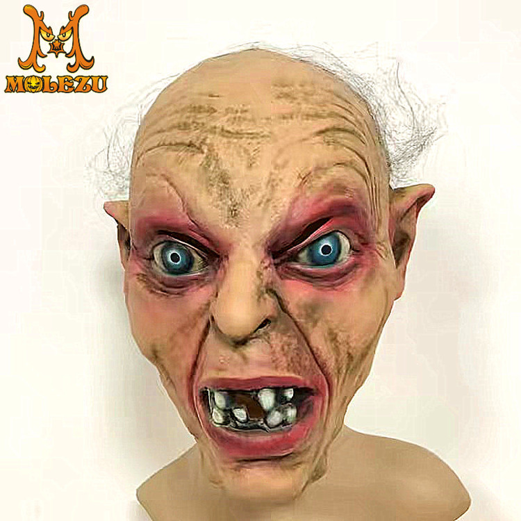 万圣节指环王魔戒 咕噜姆恐怖面具僵尸头套乳胶魔鬼道具影视派对