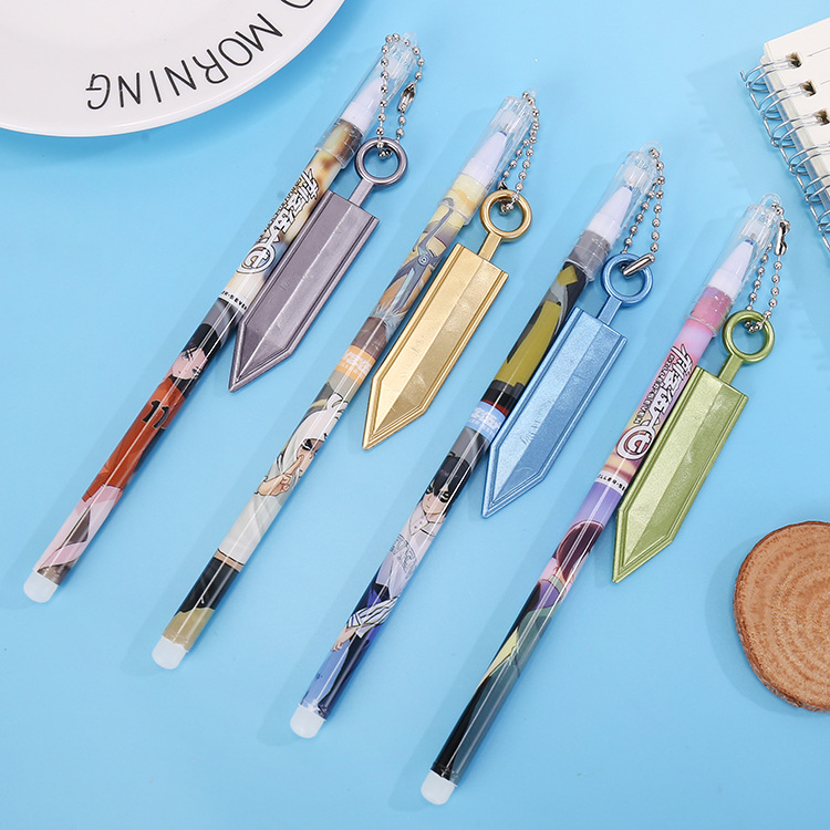创意卡通动漫刺客五六七挂梅花十三飞镖魔易擦可擦中性笔个性吊坠