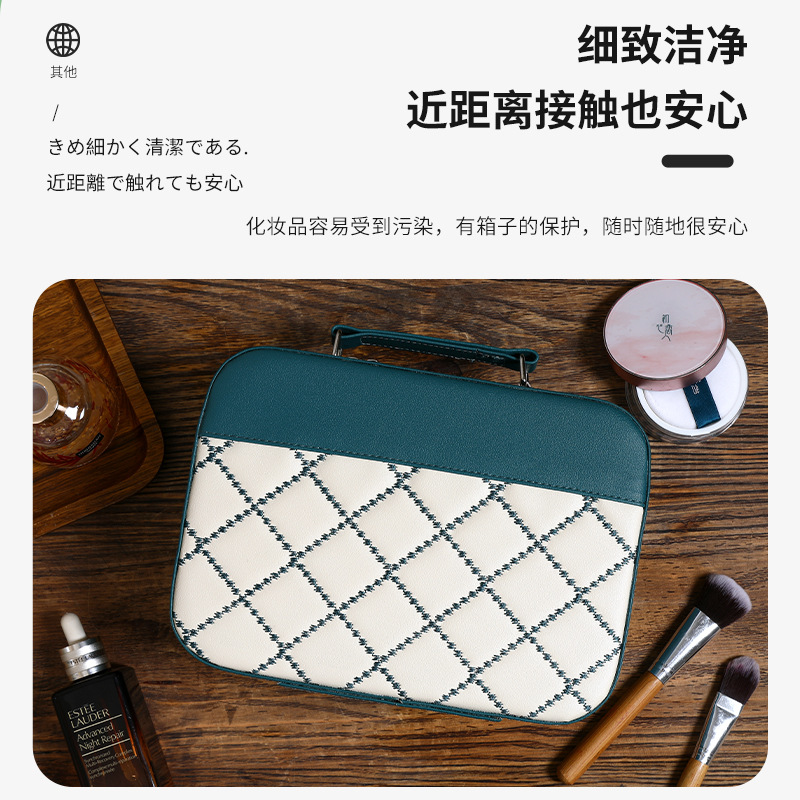 New Internet Celebrity Stitching Cosmetic Bag Women's Portable Large Capacity Ins Phoenix Storage Bag Super Popular Large and Small Portable Makeup