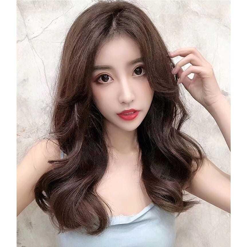 假发女短发自然蓬松修脸锁骨发逼真卷发中长假发套齐肩中分梨花头