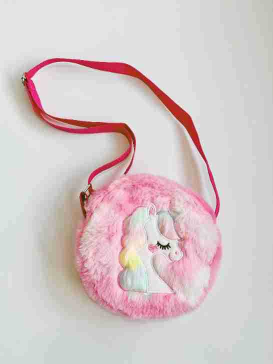 New Cross Mirror Tie-Dyed Unicorn round Crossbody Bag Plush One-Shoulder Small Satchel Children Cute Small Casual Backpack Bag