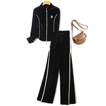 职业时尚套装女装新款春秋季洋气减龄时髦高级感金丝绒两件套8018