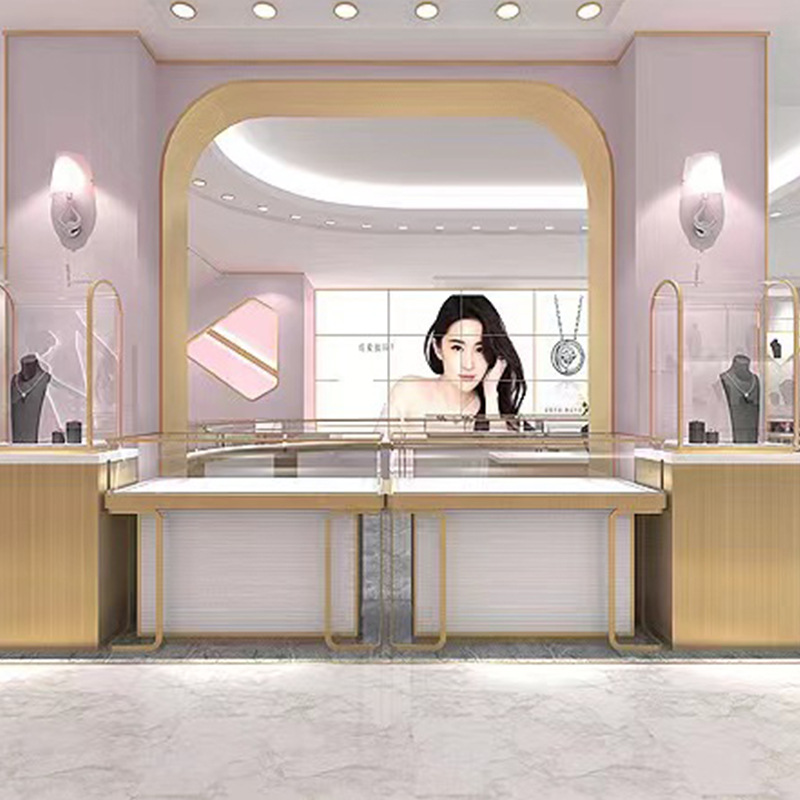 众鑫不锈钢珠宝展示柜圆弧形展柜翡翠玉器手表柜钻戒首饰柜陈列柜