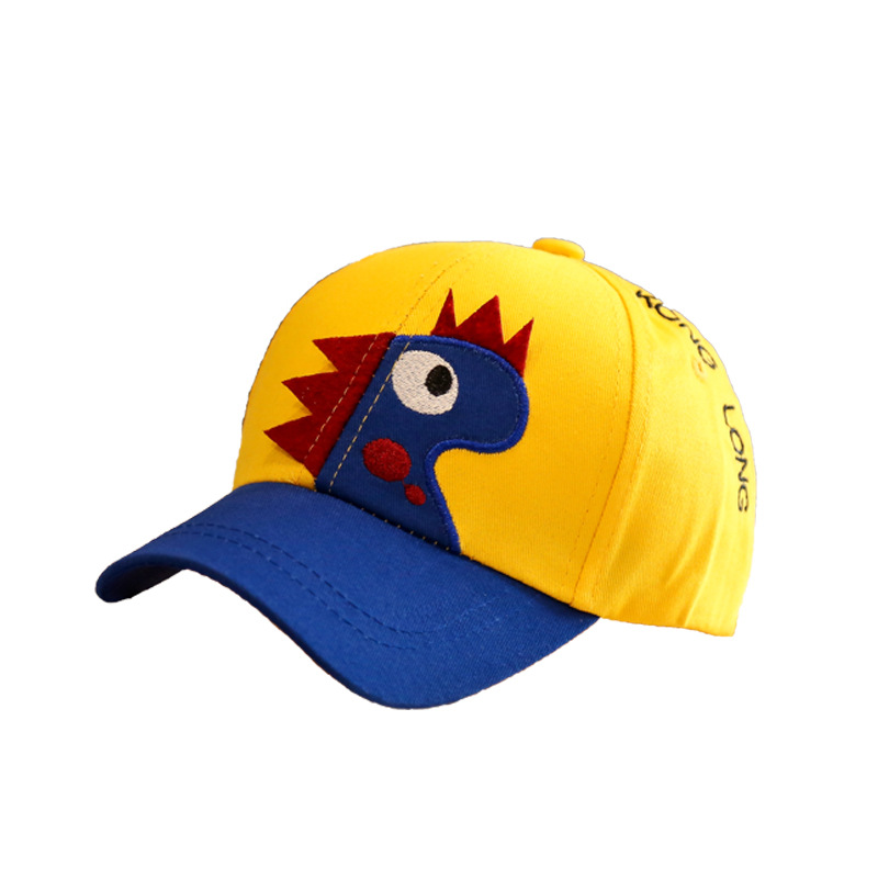 新款儿童帽子春秋男童可爱卡通恐龙棒球帽女童遮阳帽时尚鸭舌帽潮