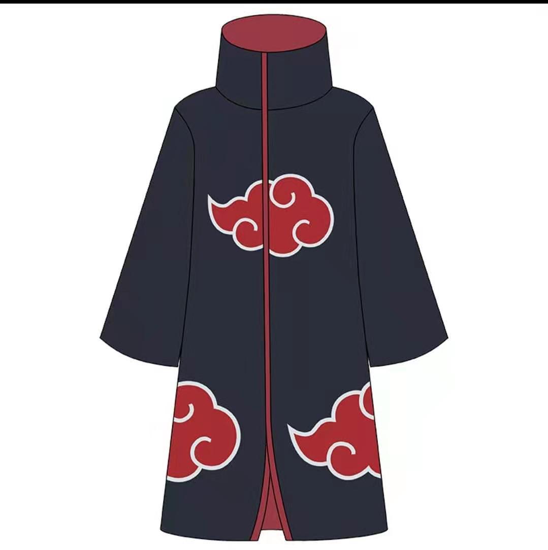 现货日系动漫服晓组织红云忍者印花版万圣节战袍cosplay立领披风