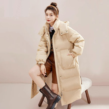 冬季新款羽绒棉女中长款韩版肌理感加厚保暖过膝百搭学生棉袄外套