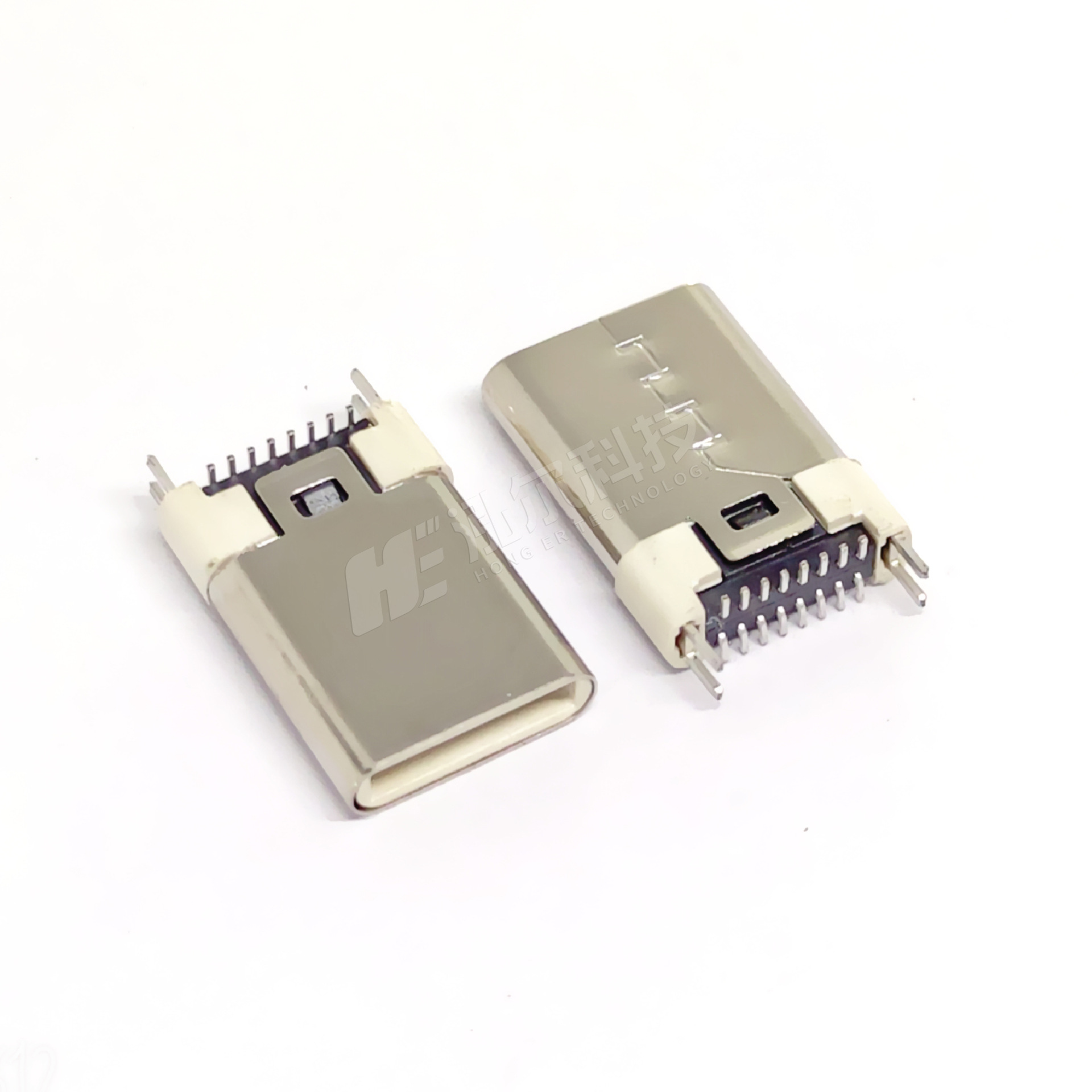 type-c公头16pin 立式贴片16p 立插接口立贴 长11.9mm白胶usb接口