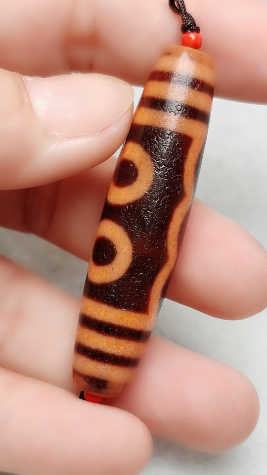 橘色龙鳞纹古法朱砂措丝五眼天珠财寿之珠五方财神招添财69fy0924