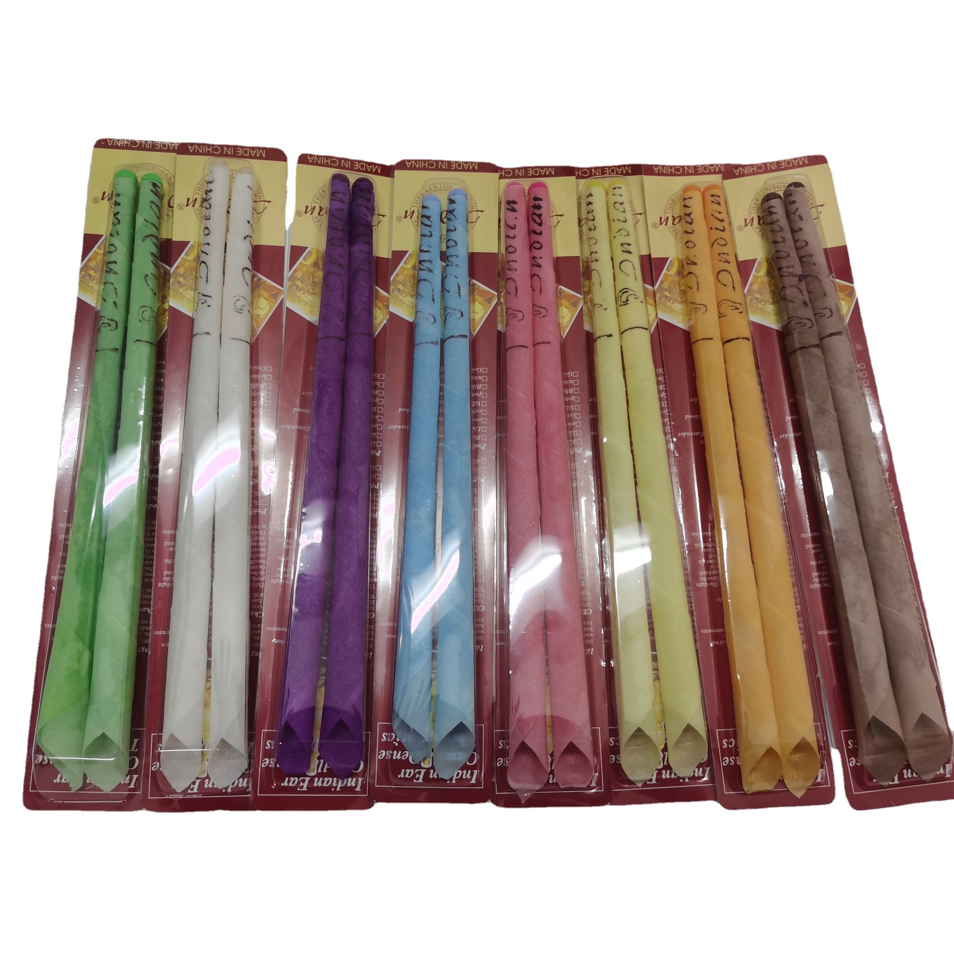 直销批发耳烛8个香型香薰耳烛喇叭形带塞卡纸吸塑装可做套装