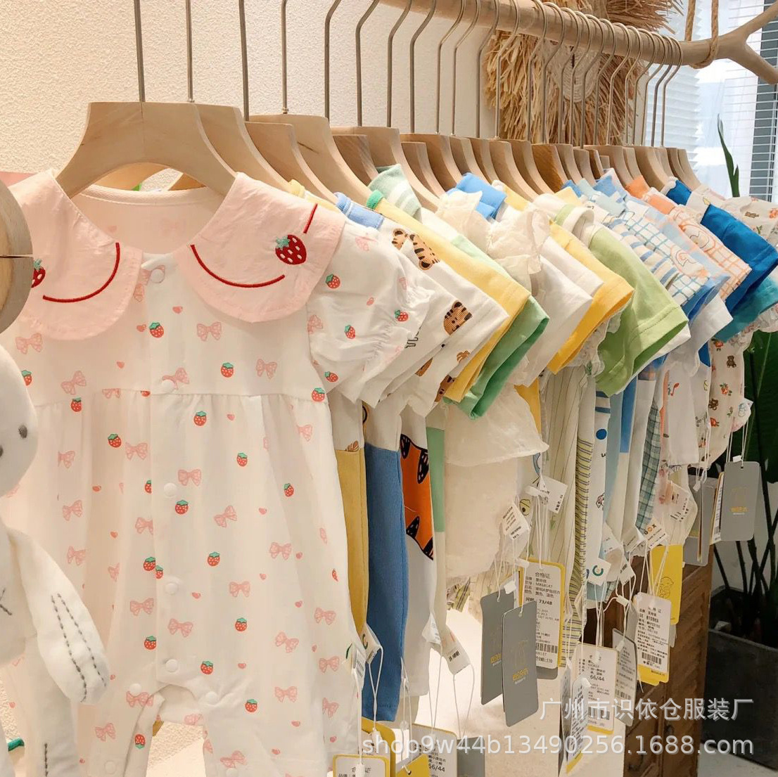 儿童爬爬服 春夏哈衣半袖连体衣男女童连体衣 新生儿宝宝衣服批发