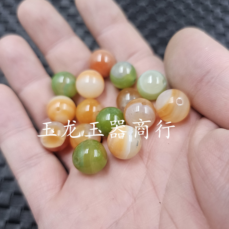 盐源玛瑙圆珠玉石散珠12毫米紫绿玛瑙珠子diy手链项链饰品配件珠