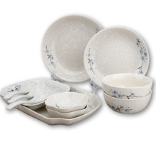 批发日式和风雪花瓷蓝色釉下彩健康陶瓷餐具家用米饭碗菜盘子汤碗