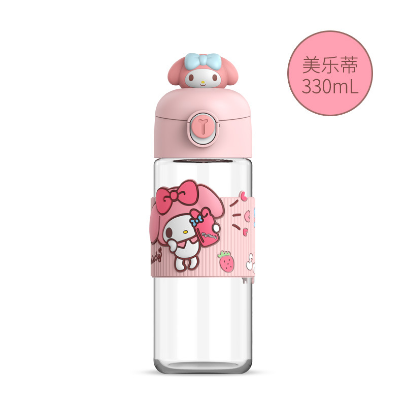 Sanrio Joint-Name Cup Cinnamoroll Babycinnamoroll Glass Bounce Cover Glass Student Cartoon Drinking Cup Cute Glass