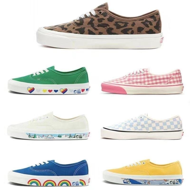 莆田万斯帆布鞋涂鸦彩绘豹纹安纳海姆潮流情侣低帮棋盘格板鞋