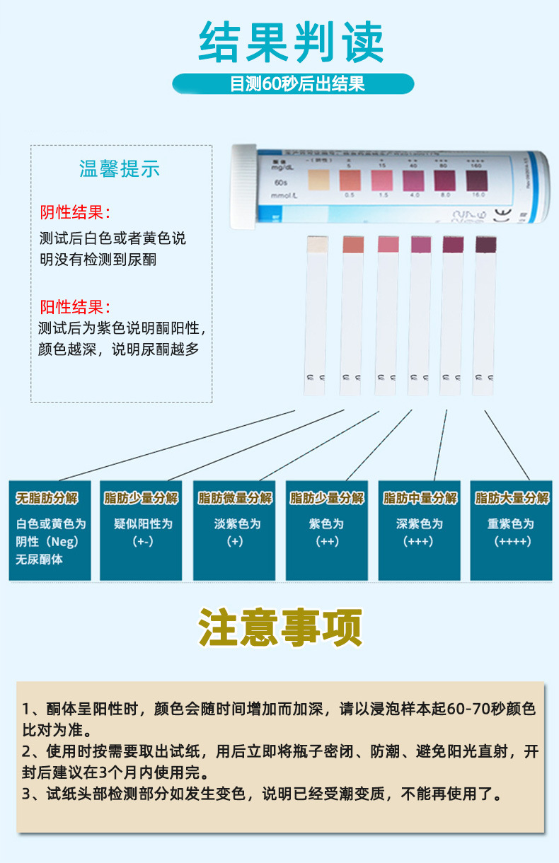 优利特尿酮体试纸家用尿酮检测尿液分析试纸条