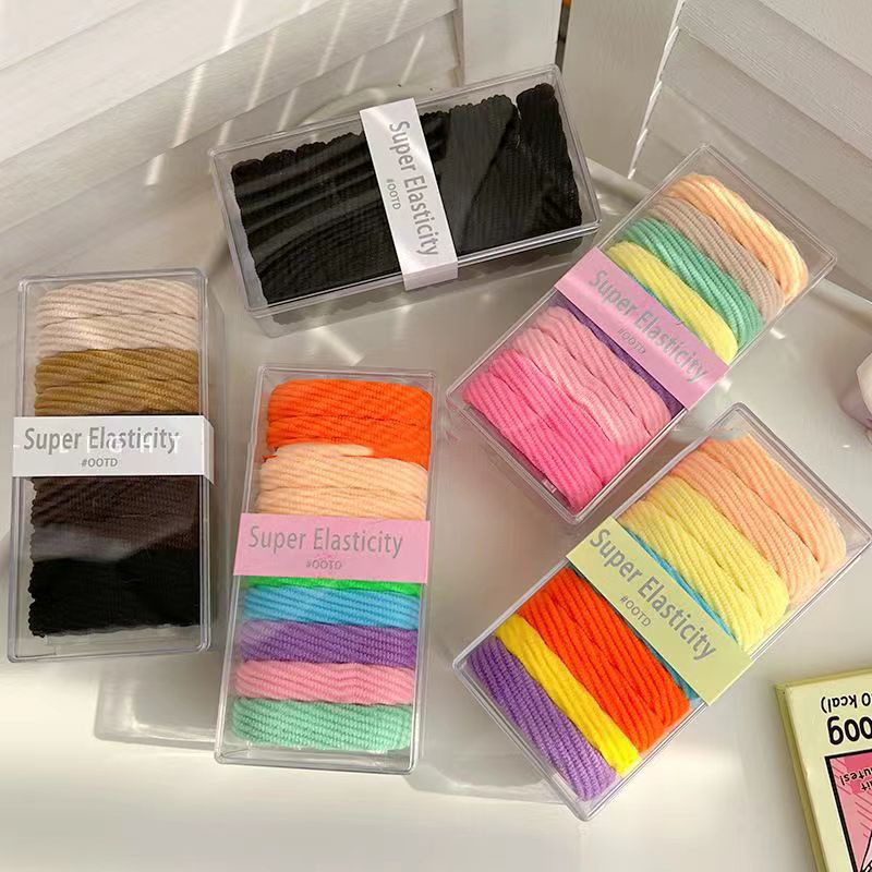 Boxed Seamless Towel Ring Headband Bold Thread Tie up a Bun Hairstyle Hair Rope Korean Style New Jacquard Wave Hair Ring