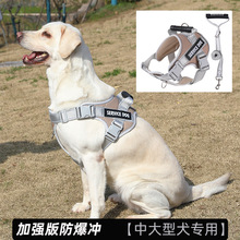 狗狗牵引绳背心式中型大型犬金毛拉布拉多幼犬胸背带遛狗绳狗链子