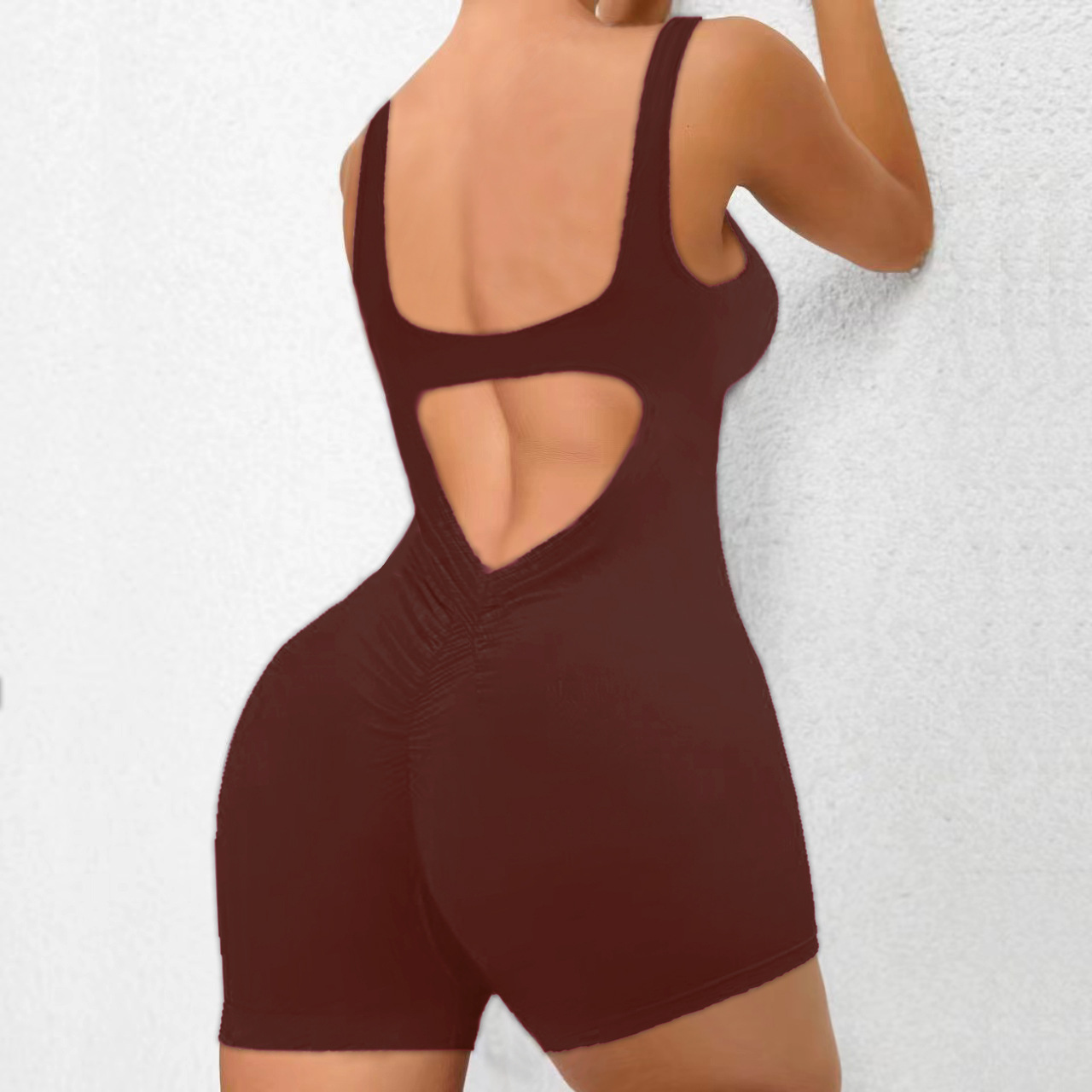 Cross-Border Seamless European and American Sexy Beauty Back Yoga Pants Sports Women's Shorts Jumpsuit