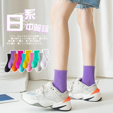 日系中筒袜子女士春夏季学生可爱透气精梳棉袜街头潮流少女运动袜