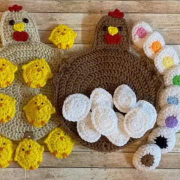 外贸亚马逊跨境新款纯手工钩织母鸡妈妈儿童记忆游戏益智类玩具